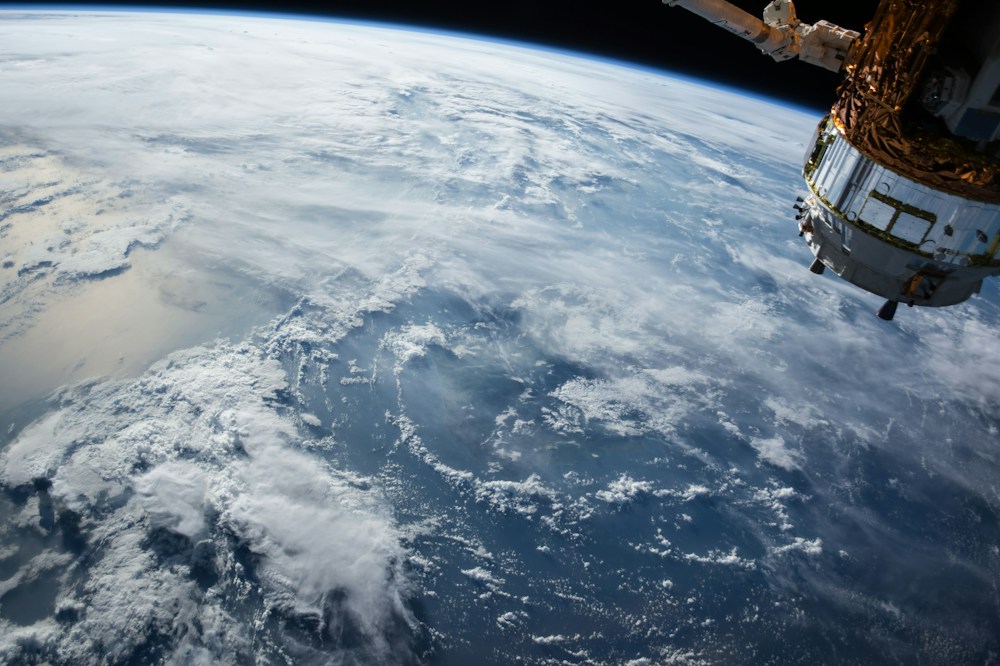 Spacecraft orbiting above Earth